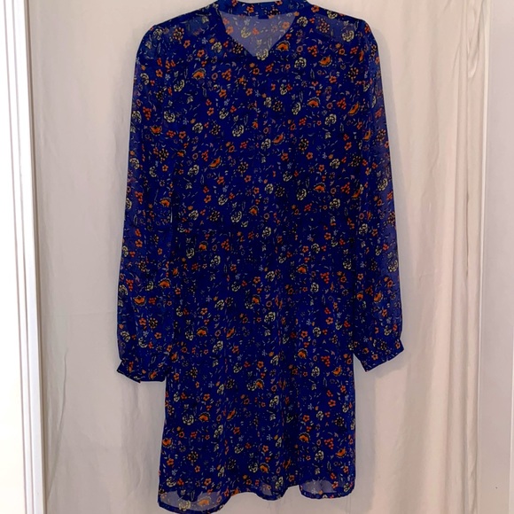 Forever 21 Blue Floral Dress Size L - Picture 2 of 4